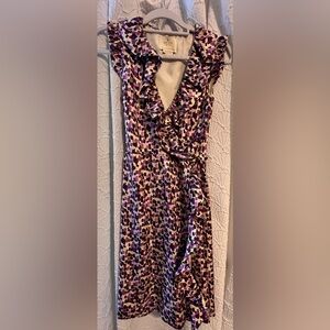 Kate Spade Purple and Black Aubrey Silk Wrap Dress